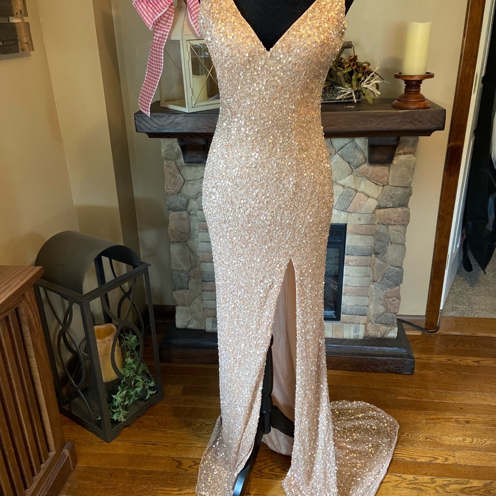 Rose gold sequin dress